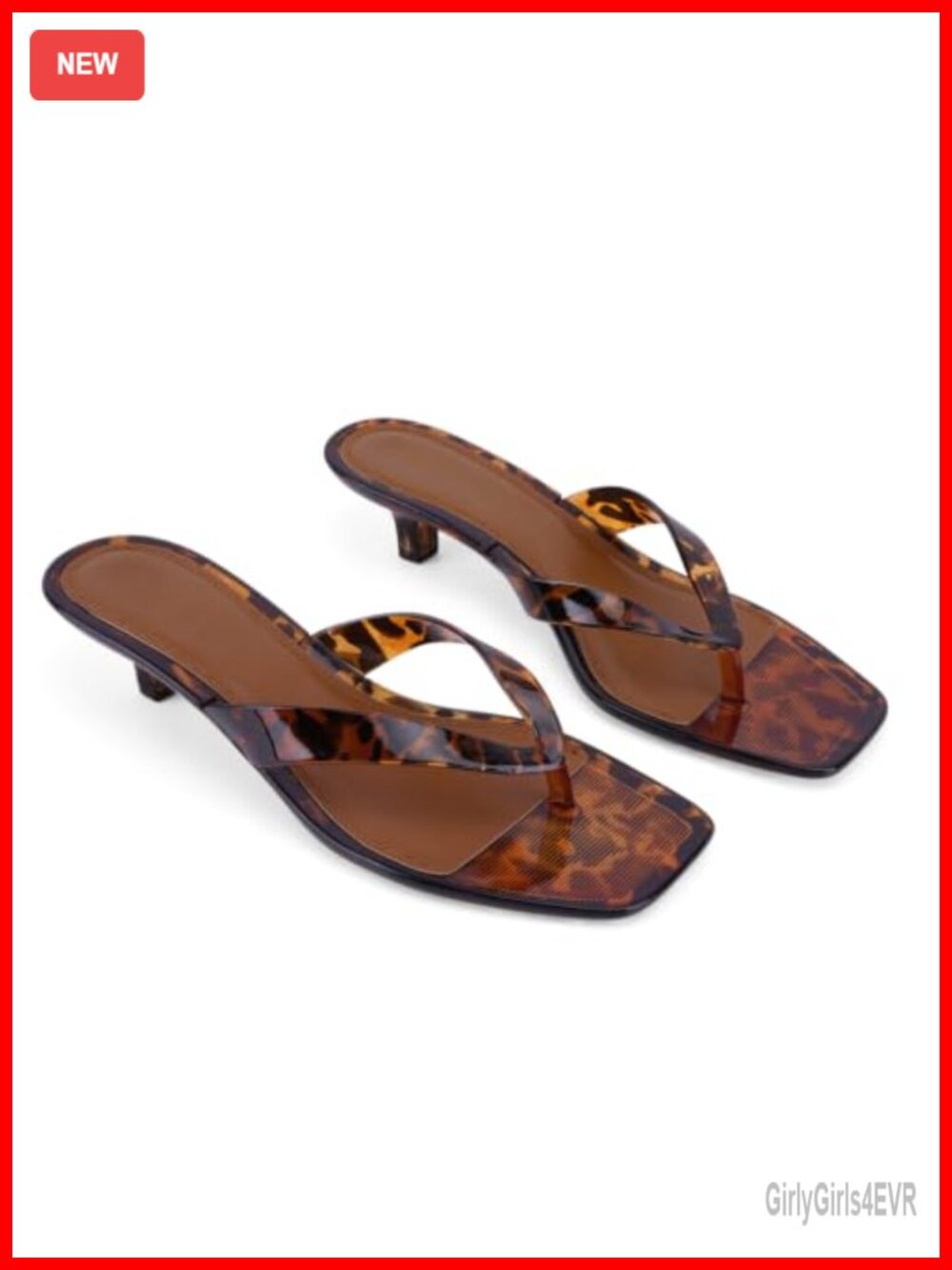 Women's Kitten Heel Sandals Square Toe Jelly Flip Flop Summer Heels